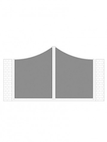 cancello 2 ante con telaio composto da nr. 2 pannelli. tipologia curvatura come art. am1170