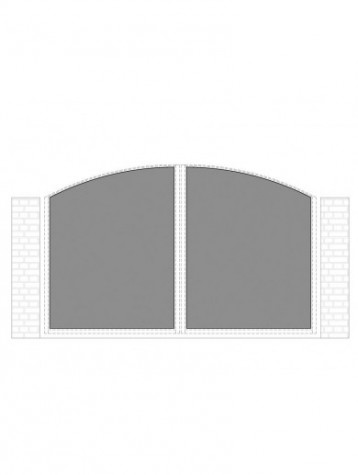 cancello 2 ante con telaio composto da nr. 2 pannelli. tipologia curvatura come art. am1350